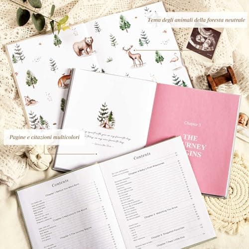 Lanpn Hello Baby First 5 Year Memory Book for Boy Girl - Linen Hardcover Baby Book Keepsake for New Parents - Newborn Baby Journal Scrapbook Photo Album Baby Milestone Book (Pink, 154 Pages) — view 2