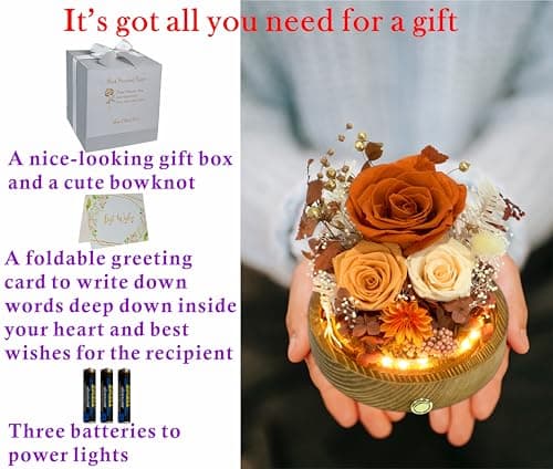 Valley of Rain & Forest Long-Lasting Real Flowers, Unique Floral Gift for You to Send Love for All Occasions, for Indoor Decoration (Orange & Brown Rose Arrangement Fall-themed) — view 3