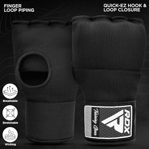 RDX Gel Boxing Hand Wraps Inner Gloves, Quick 100cm Long Wrist Straps, Elasticated, Padded Fist Hand Protection, Muay Thai MMA Martial Arts Punching Speed Bag Training Bandages — view 4