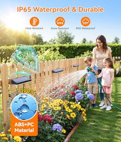 LETMY Solar Fence Lights Outdoor Waterproof, 8 Pack Warm White & 9 Fixed Colors & Color Changing Fence Lights Solar Powered, Solar Lights Outdoor Fence for Outside Backyard Railing Patio Wall Deck — view 3