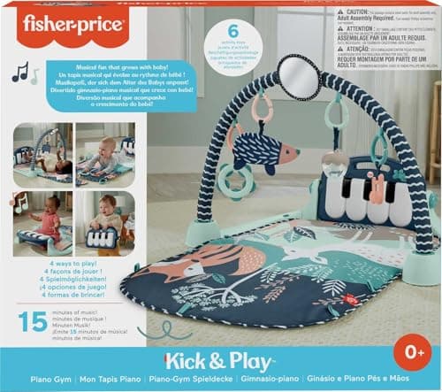 Fisher-Price Baby Playmat Kick & Play Piano Gym with Musical and Sensory Toys for Newborn to Toddler, Navy Fawn — view 5