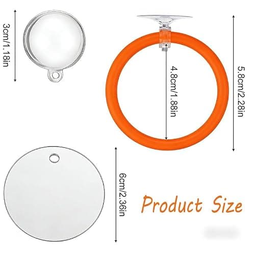Betta Fish Toys & Accessories Set, Includes Floating Mirror with Ball, 2 Training Rings & Suction Cups for Betta Fish Aquariums (Orange)