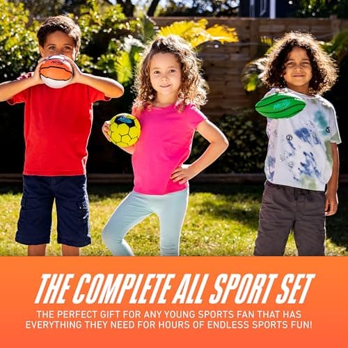 Nerf Mini Foam Sports Ball Set - Foam Football, Soccer Ball + Basketball Set Soft Sports Toy for Kids - Multicolor — view 5