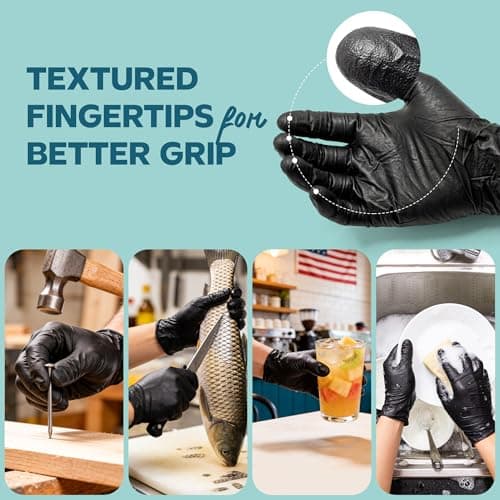 Gusto Black Nitrile Gloves [100 Count] Disposable Heavy Duty 6 Mil - Medium — view 2