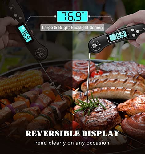 DOQAUS Digital Meat Thermometer - Instant Read Food Thermometer with Backlight & Reversible Display for Cooking Turkey Grill BBQ Oven Candy Kitchen Essentials — view 3