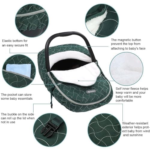 Yoofoss Baby Stroller Bunting Bags Winter Carseat Canopies Cover to Protect Baby from Cold Wind, Super Warm Plush Fleece Baby Carrier Cover for Infant Boys Girls — view 2