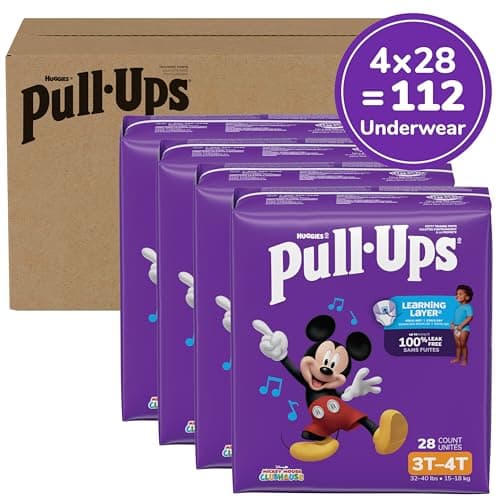 Pull-Ups Boys' Potty Training Pants, Size 3T-4T Training Underwear (32-40 lbs), 112 Count