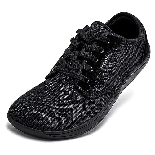 HOBIBEAR Womens Barefoot Minimalist Shoes Wide Width Low Drop Sneakers Lightweight Road Running Walking Tennis Casual Mesh Minimus Comfy Loafer Nurse Workout Work Drving Travel Black