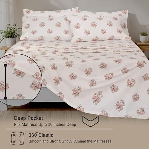 RUVANTI Flannel Sheets Queen Size 6 Pcs - 100% Cotton Double Brushed Bed Sheets, Deep Pockets 16 Inches Queen Sheet Set, All Seasons Breathable, Extra Soft & Comfy, Sowear — view 6