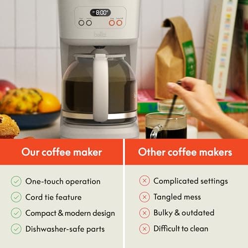 BREW 12-Cup Programmable Coffee Maker with No-Drip Glass Carafe, Oatmilk — view 6