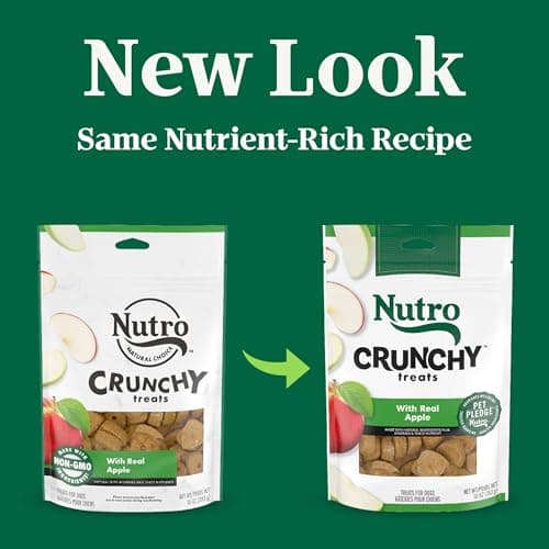 Nutro Crunchy Dog Treats with Real Apple, Training Treats for Dogs, 10 oz. Bag