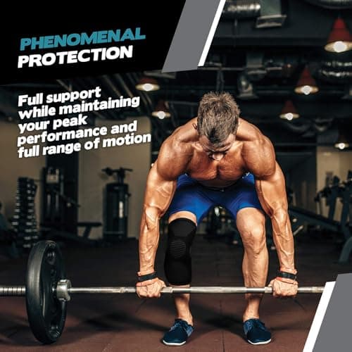 PowerLix Knee Compression Sleeve - Best Knee Brace for Men & Women- Knee Support for Running, Basketball, Weightlifting, Gym, Workout, Sports, (Black, Large) — view 4