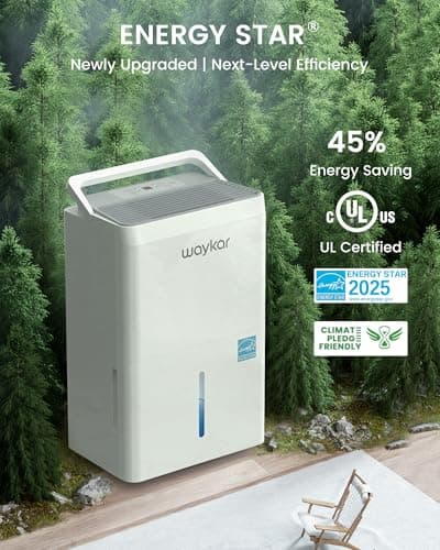 Waykar 5000 Sq.Ft Energy Star Dehumidifier for Basement & Home, 80 Pint/Day with Drain Hose & Tank, Ultra Quiet (40 dB), Smart Auto Comfort Mode — view 2