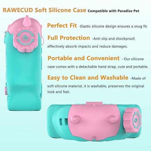 RAWECUD Protective Case for Tamagotchi Paradise Electronic Pet, Silicone Cover for Tamagotchi Paradise with Screen Protector, Hand Strap and Button Cover Protector — view 3