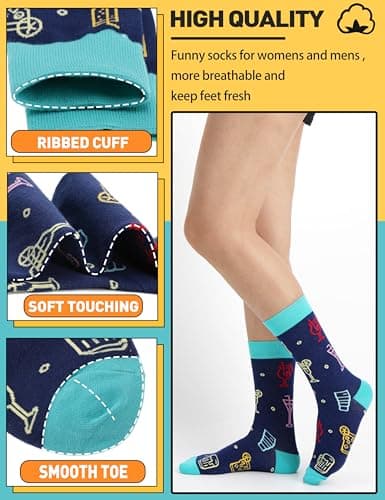 Men Funny Socks Fun Dress Cozy Crazy Cute Fashion Novelty Fun Gift Breathable Cotton Crew Socks Stocking Stuffers for Mens(Bright Food(12 Pairs),L) — view 4