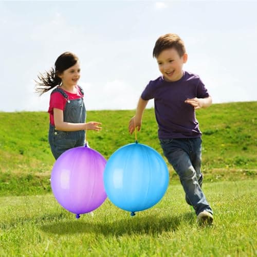 LEEZZIZZ 30Pcs Punch Balloons, Thickened Neon Punching Balloon Heavy Duty Party Favors for Kids with Rubber Band Handle, Bouncy Balls for Birthday Weddings Goodie Bag Stuffer Supply — view 5