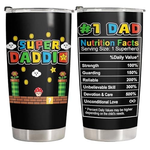 Father Day Gifts, Daddio Tumbler with Lid 20 oz Stainless Steel, Dad Coffee Mug, Gamer Dad Drinking Cup, Birthday Gifts for Father, Men, Husband