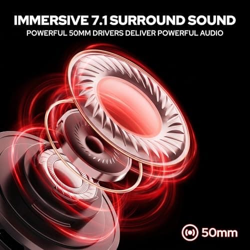 Redragon H891 Wireless Gaming Headset, Tri-Mode (2.4G/BT/Wired), 65H Battery, 50mm Drivers & 7.1 Surround Sound, Noise-Cancelling Retractable Mic, Compatible with PC, PS5, NS, Mac, Mobile — view 4