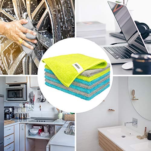 FIXSMITH Microfiber Cleaning Cloth - Pack of 8, Size: 12 x 16 in, Multi-Functional Cleaning Towels, Highly Absorbent Cleaning Rags, Lint-Free, Streak-Free Cleaning Cloths for Car Kitchen Home Office. — view 6
