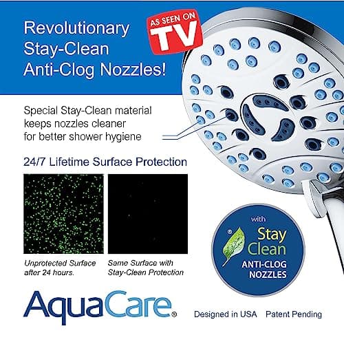 AquaCare High Pressure 8-Mode Handheld Shower Head - Anti-Clog Nozzles, Built-in Power Wash to Clean Tub, Tile & Pets, Extra Long 6 ft. Stainless Steel Hose, Wall & Overhead Brackets — view 2