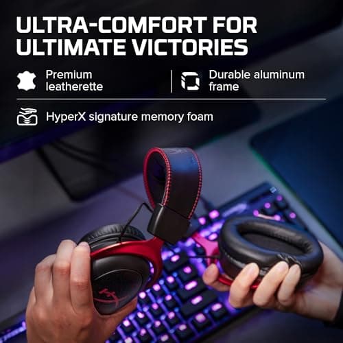 HyperX Cloud II Gaming Headset - 7.1 Surround Sound - Memory Foam Ear Pads - Durable Aluminum Frame - Multi Platform Headset - Works with PC, PS4, PS4 PRO, Xbox One, Xbox One S - Red (KHX-HSCP-RD) — view 4
