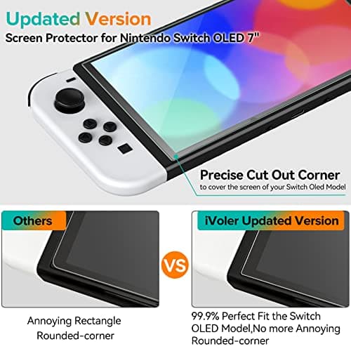 [4 Pack] iVoler Tempered Glass Screen Protector Designed for Nintendo Switch OLED Model 2021 Transparent HD Clear Screen Protector for Nintendo Switch OLED 7'', Bubble Free — view 2
