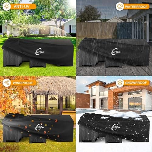 Kipiea 600D Patio Furniture Covers Waterproof Winter, Outdoor Furniture Set Covers for Table Chairs, Heavy-Duty Outdoor Sofa Covers with Anti UV and No Tears, No Fading (98" L x 98" W x 36" H) — view 5