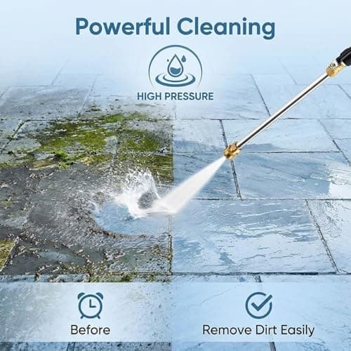 High Pressure Hose Nozzle, Leak-Resistant Jet Nozzle for Garden Hose with 3 Brass Spray Tips, Pressure Washer Wand for Car, Driveway, and Patio Cleaning, Black — view 4