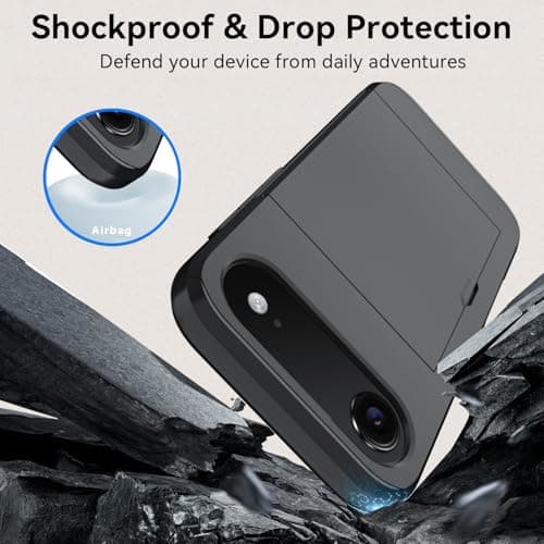 Qinmay Compatible with iPhone 17 Air Case Wallet,Built-in Card Holder, Heavy Duty Protective Dual Layer Shockproof Hidden Card Slot Slim Wallet Phone Cover for iPhone 17 Air，Black — view 4