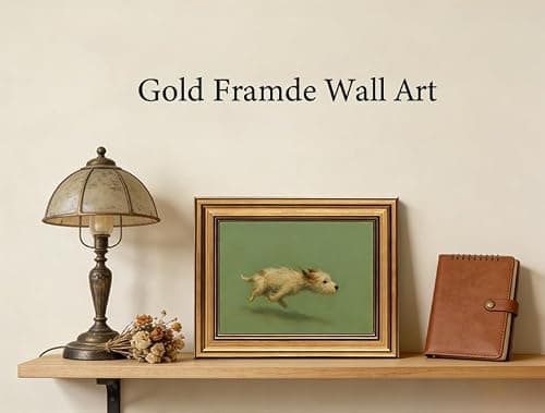 WZGZXU Vintage Gold Framed Wall Art Zoomies Dog Wall Decor Rustic Pet Canvas Art Whimsical Animal Pictures Running Dog Paintings Farmhouse Prints For Livingroom Bedroom 8x10in — view 2