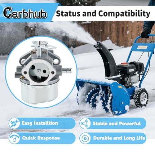 Carbhub 640052 Carburetor for Tecumseh HMSK80 HMSK90 HMSK100 LH318SA LH358SA Snow Blower Thrower 8HP 9HP 10HP Engine Tecumseh 640054 640349 Carburetor with Primer Bulb - 640052 Carburetor — view 2
