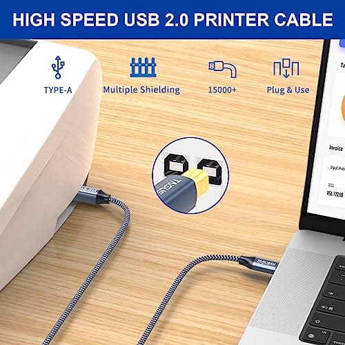 TAISUSAN USB C Printer Cable 15ft, Compatible With Keyboard, MacBook Pro/Air, Printers and Scanners - USB B to C MIDI Cable