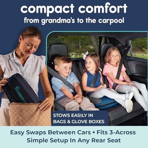 Hiccapop UberBoost Inflatable Booster Car Seat | Travel Booster Car Seat | Portable Booster Seat for Toddlers, Kids, Child (Navy/Gray) — view 4