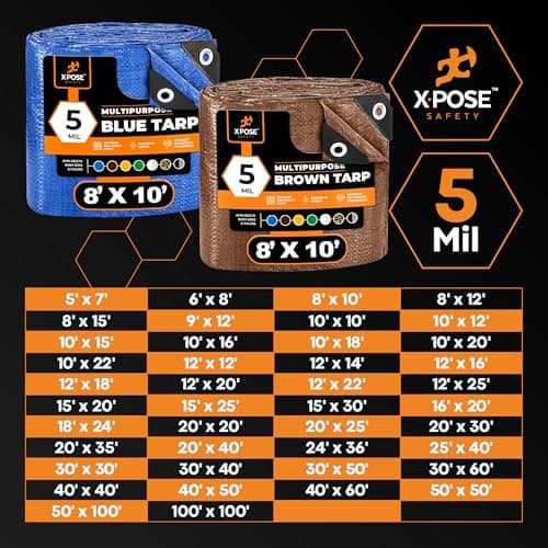 Better Blue Poly Tarp 6' x 8' (2-Pack) - Multipurpose Protective Cover - Lightweight, Durable, Waterproof, Weather Proof - 5 Mil Thick Polyethylene - by Xpose Safety — view 7
