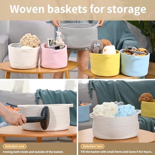 Happyiren Cute Woven Gift Basket – Beige Empty Gift Basket for Nursery, Baby Shower Gifts, Birthday, Wedding, Burr Baskets for Valentines Day,, Decorative Storage Bin for Toys, Diapers, Books — view 6