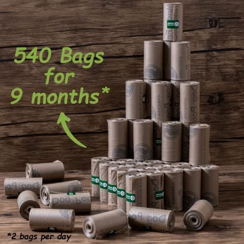GREENER WALKER Poop Bags for Dog Waste-540 Bags,Extra Thick Strong 100% Leak Proof Dog waste Bags (Brown) — view 4