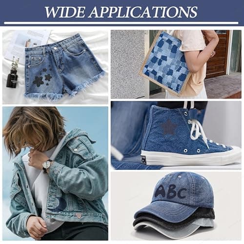 KING MOUNTAIN Iron-on Repair Patch 20 Pcs Pack, 100% Cotton Denim Iron-on Repair Patch, 5 Shades of Blue, Jeans and Clothing Repair and Decoration Kit, Size 3"x4-1/4"(7.5 cm x 10.5 cm) — view 5
