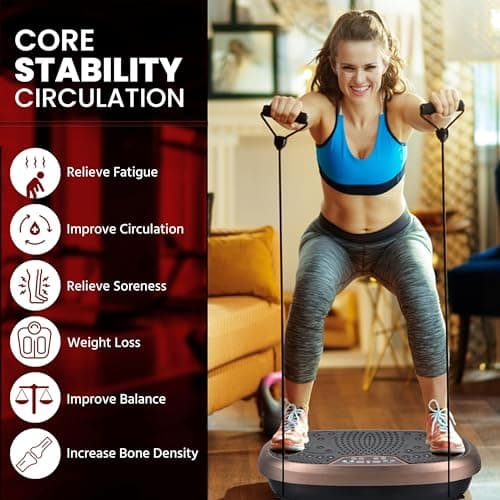 EILISON FitMaxx 3D XL Vibration Plate Exercise Machine - Whole Body Workout Vibration Platform w/Loop Bands - Lymphatic Drainage Machine for Weight Loss, Shaping, Recovery (Fitpro Brown) — view 5