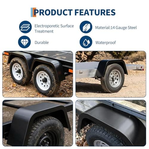 2Pcs Single Axle Trailer Fenders Compatible with 14-16 Inch Wheels,Heavy Duty Steel Construction with Rust Protection, for Boat, Car Hauler, Cargo, Utility & Landscape Trailers — view 3