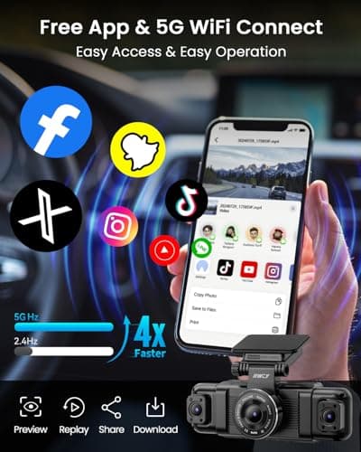 IIWEY N5 4 Channel Dash Cam, 360° All-Sides View, FHD 1080P Front and Rear Inside, Left Right Dash Camera for Cars, 8 IR Lamps, 5G WiFi & APP Control, 24H Parking Mode, G-Sensor, with a 128GB SD Card — view 5