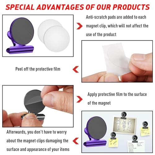 FINDMAG Magnetic Clips, 12 Pack Fridge Magnets for Picture Hanging, Heavy Duty Magnet Clips, Colorful Refrigerator Magnets for Kitchen, Sculptural Picture Frame, Whiteboard, Office, School — view 3