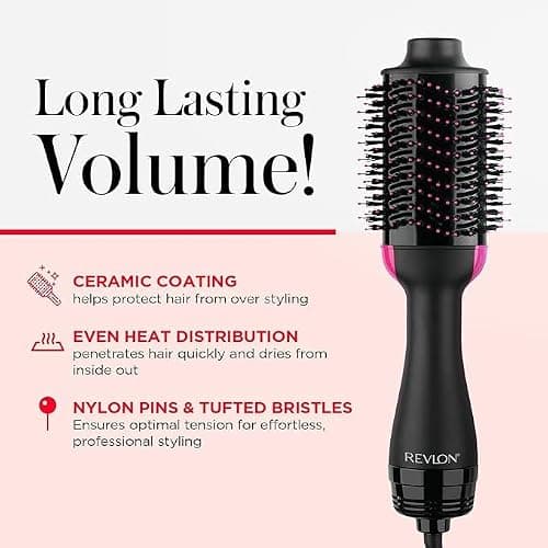 Revlon RVDR5222F One-Step Volumizer and Ionic Hair Dryer with Advanced Ionic Technology, Hot Air Brush, Less Frizz, 3 Heat/ 2 Speed Settings, Black — view 2