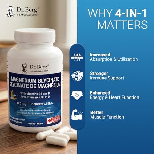 Dr. Berg Magnesium Glycinate 90ct – 4-in-1 Chelated for Muscle, Energy, & Immune Support– w/ D3, B6 & Zinc – 3rd Party Lab-Tested – No Fillers – Made in Canada with Domestic & Imported Ingredients — view 5
