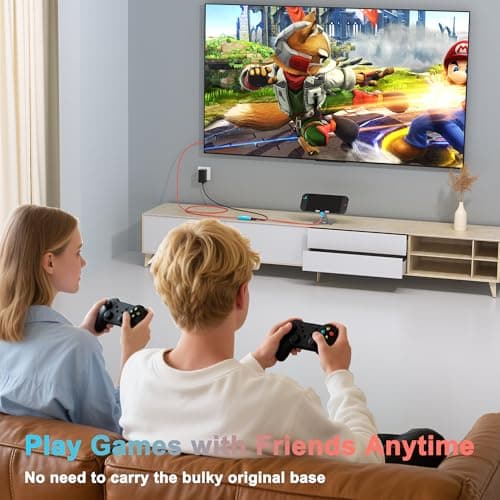 Switch 2 Dock (Plug-and-Play), USB C to HDMI Replacement Cable for Nintendo Switch, 4K@60HZ 6.6 ft, Portable Travel TV Base Adapter＆Travel Docking Station Cord Compatible with Switch OLED