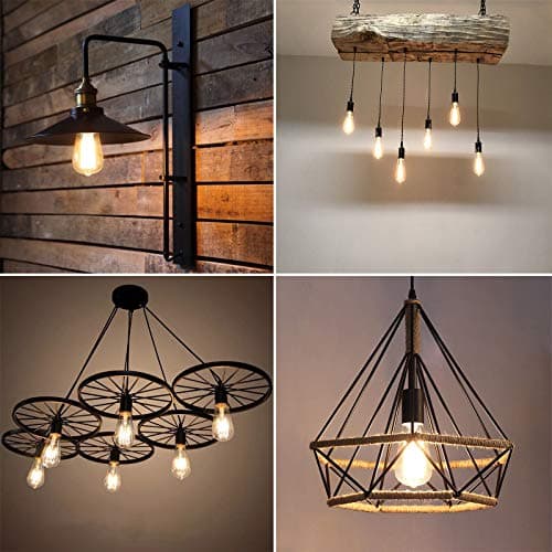Ascher Vintage LED Edison Bulbs, 6W, Equivalent 60W, Non-Dimmable, High Brightness Warm White 2700K, ST58 Antique LED Filament Bulbs with 80+ CRI, E26 Medium Base, Clear Glass, Pack of 4 — view 4