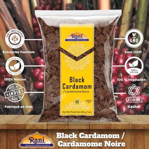 Rani Black Cardamom Pods (Kali Elachi) Whole Indian Spice 7oz (200g) ~ All Natural | Vegan | Gluten Friendly | Non-GMO | Kosher | Indian Origin ~ Smokey | Tsaoko | Cao Guo | Bach Dan Khau | Badi — view 5