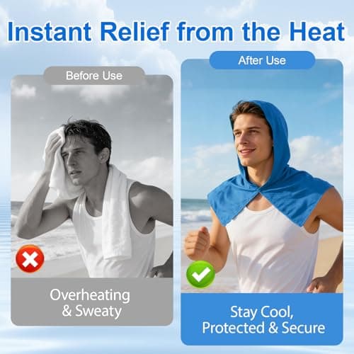 SECVOY 1 Pack Cooling Hoodie Towels for Neck and Face, UPF 50 Sun Protection & Instant Cooling Towels for Hot Weather, Soft Breathable Towel for Work Out, Sport, Gym, Camping & More Activities — view 3