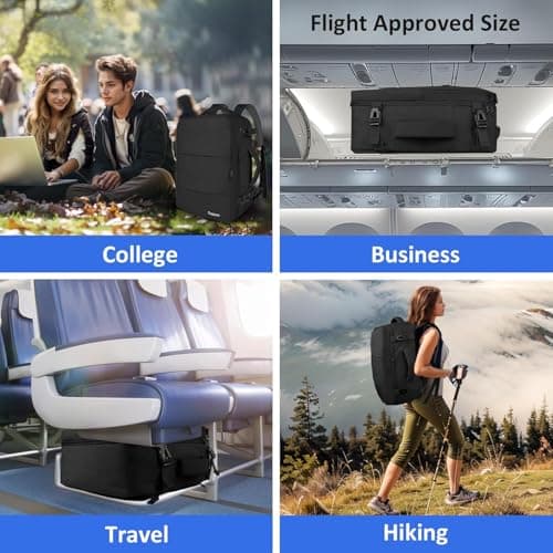 Travel Laptop Backpack, Airplane Approved Travel Backpack Suitcase For Men Women, Lightweight College 35l Luggage Bag 15.6 inch Laptop Backpack Gifts For Casual Business, Black — view 5