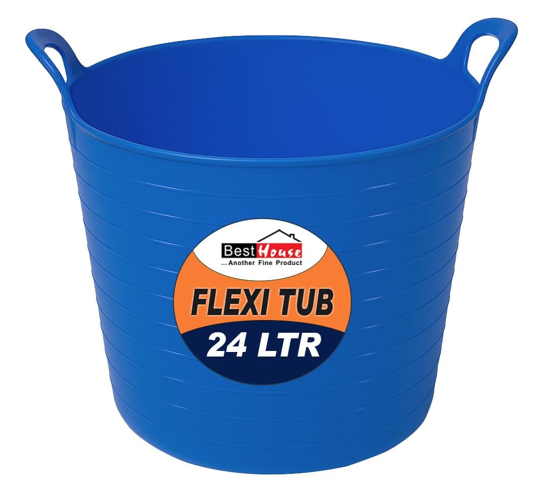 Best House | 3 Pcs of Flexi Tub with Handles | Small Size | Mini | 7 Litres | Yellow | Garden Tubs | Plastic Storage Container for Home, Washing, Garden Waste and DIY Projects — view 15