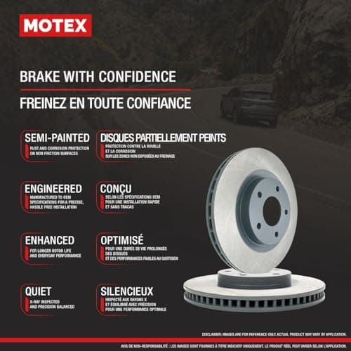 MOTEX Front Disc Brake Kit with Ceramic Pads for 2009-2019 Toyota Corolla, 2009-2013 Matrix, 2008-2014 Scion xD, 2009-2010 Pontiac Vibe (with 275mm Rotor) — view 3